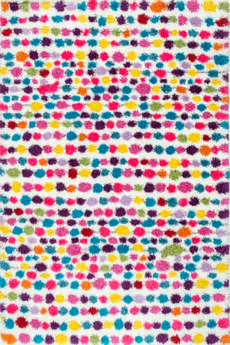 Multicolor 6' 7" x 9' Kids Dotted Striped Shag Rug swatch