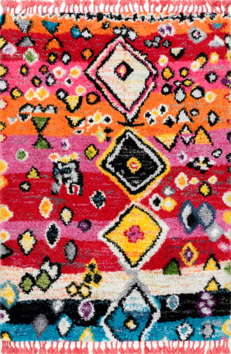 Multicolor 4' x 6' Modern Moroccan Shag Tassel Rug swatch