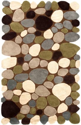 Brown 2' 6" x 8' Contemporary Handmade Wool Pebbles Cobblestone Rug swatch