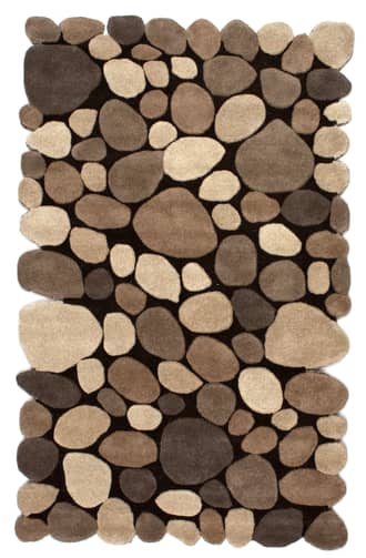 Natural 2' 6" x 12' Contemporary Handmade Wool Pebbles Cobblestone Rug swatch