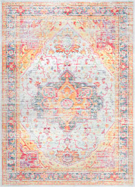 Light Blue Tinted Cartouche Medallion Rug swatch