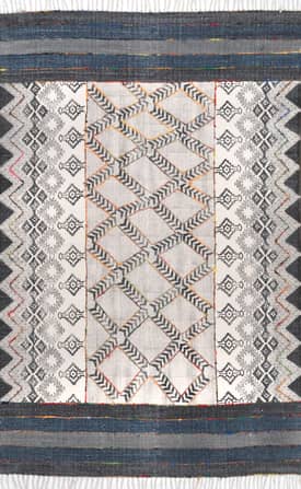 Gray 5' x 8' Cotton Geometric Rug swatch