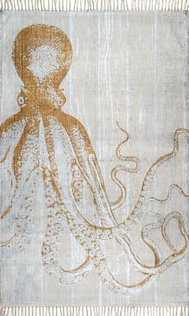 Ivory 6' x 9' Octopus Tassel Rug swatch