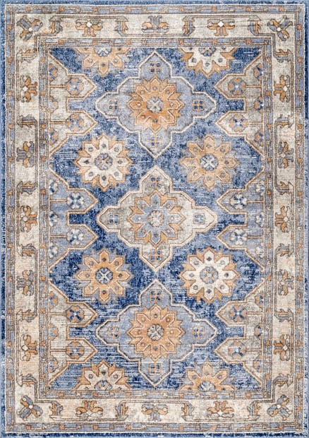 Factoria Faded Oriental Blue Rug, Area Carpet Rugs 5×7