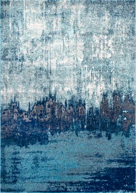 Blue 6' 7" x 9' Abstract Rainfall Rug swatch