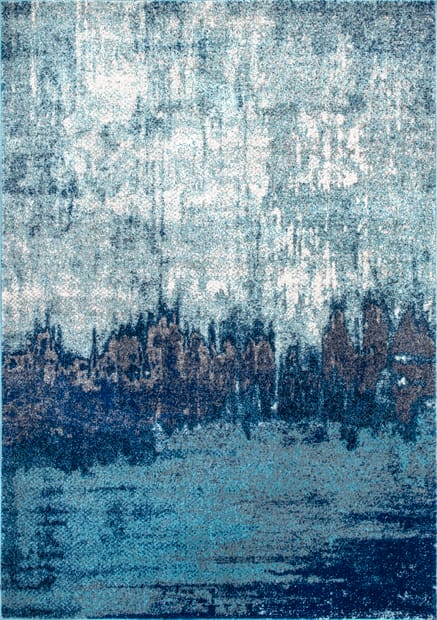 Bosphorus Abstract Rainfall Blue Rug