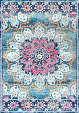 Turquoise 4' x 6' Withered Bloom In Bouquet Rug swatch