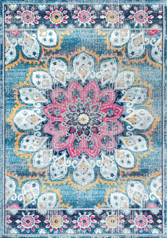 Turquoise 2' 8" x 8' Withered Bloom In Bouquet Rug swatch