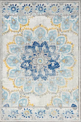 Blue 2' 6" x 6' Withered Bloom In Bouquet Rug swatch