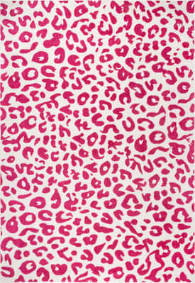 Pink 3' x 5' Coraline Leopard Printed Rug swatch