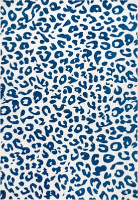 Blue 4' Coraline Leopard Printed Rug swatch