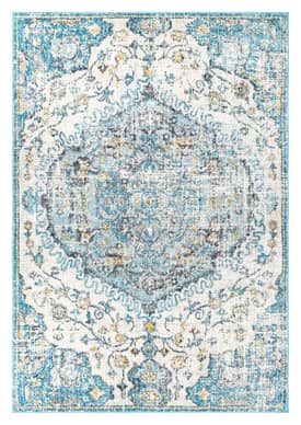 Turquoise 6' 7" x 9' Frilly Corinthian Medallion Rug swatch