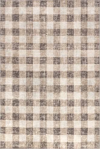 Light Brown Aubrielle Gingham Plaid Washable Rug swatch