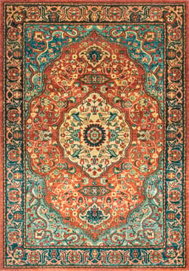 Rust Double Floral Medallion Rug swatch