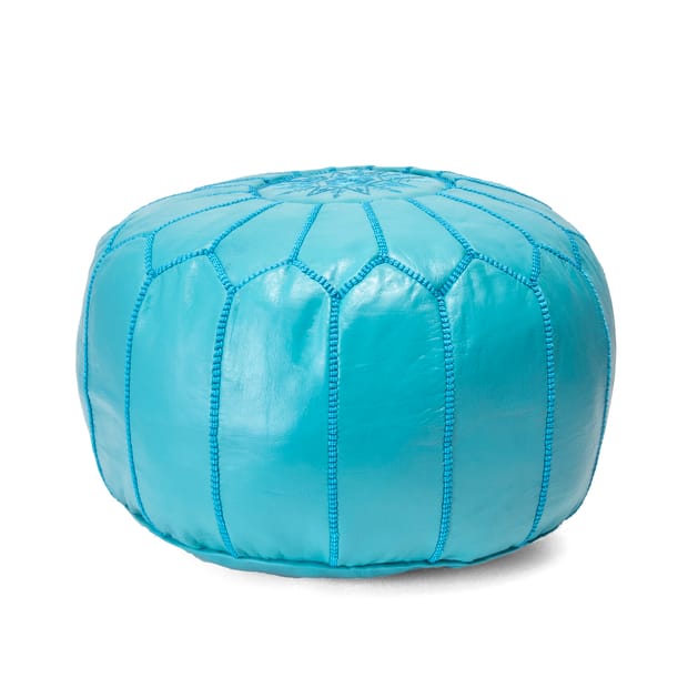 Poufs Moroccan Ottoman Turquoise, Turquoise Leather Chair And Ottoman