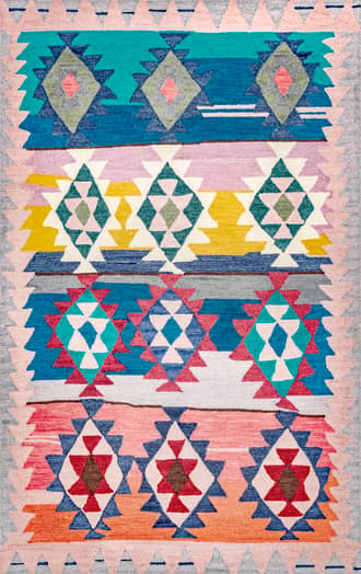 Multicolor 5' x 8' Wool Aztec Rug swatch