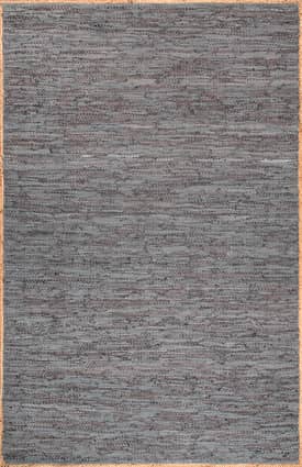 Gray 2' x 6' Solid Leather Flatweave Rug swatch