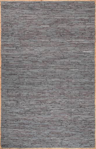 Grey 9' x 12' Solid Leather Flatweave Rug swatch