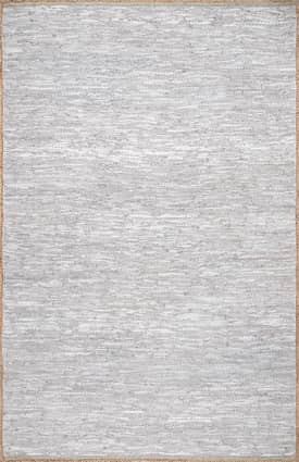 Light Gray Solid Leather Flatweave Rug swatch