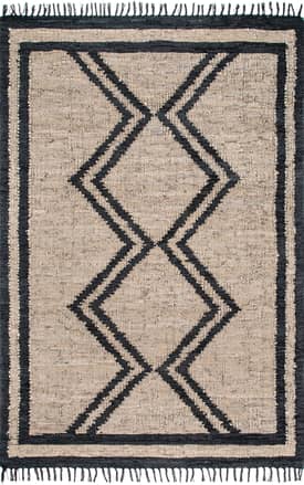 Natural Helix Leather Flatweave Tassels Rug swatch