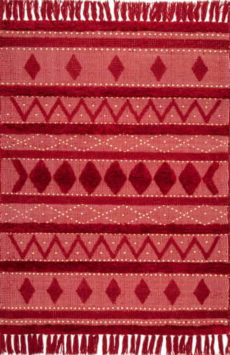 Red 8' Chandy Textured Wool Rug swatch