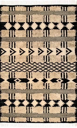 Tan Shaggy Tribal Stripes Rug swatch