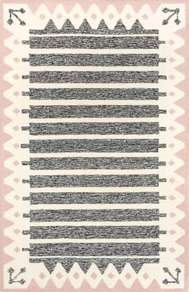 Pink Amani Wool Banded Rug swatch