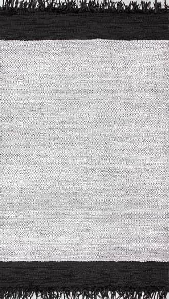 Silver 8' 6" x 11' 6" Bordered Leather Tassel Rug swatch