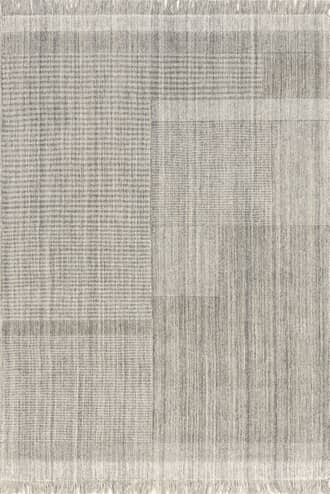 Light Grey Mozai Fringed Wool-Blend Rug swatch