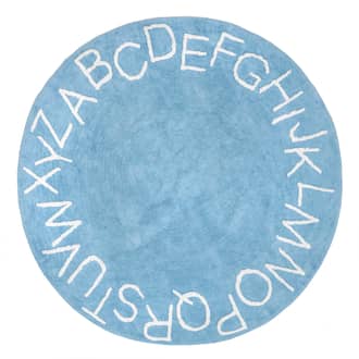 Light Blue 3' x 5' Alphabet Nursery Washable Rug swatch