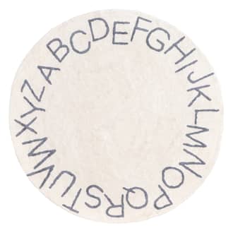 Gray 4' Alphabet Nursery Washable Rug swatch
