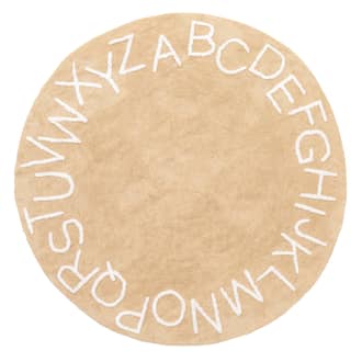 Beige 4' x 6' Alphabet Nursery Washable Rug swatch