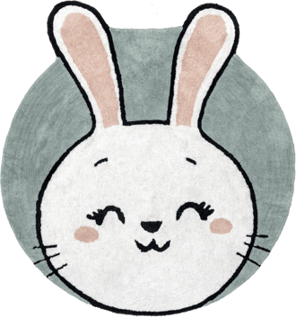 Grey 6' Bunny Nursery Washable Rug swatch