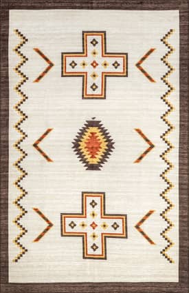 Ivory Zahaira Washable Aztec Rug swatch