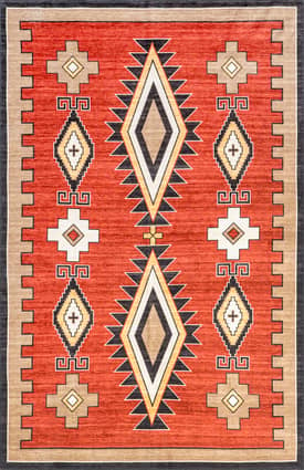 Red Elissa Washable Bohemian Rug swatch