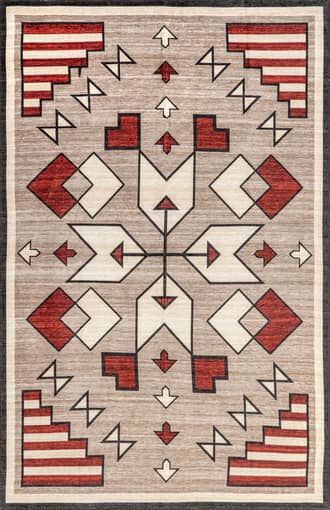 Brown 4' x 6' Rosita Washable Aztec Rug swatch