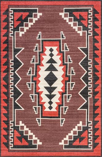 Red 7' x 9' Katy Washable Bold Shapes Rug swatch