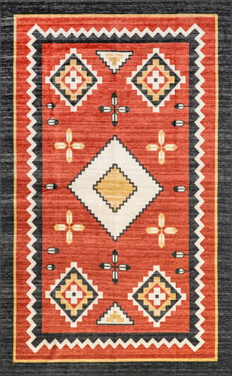 Red Leena Washable Colorful Shapes Rug swatch