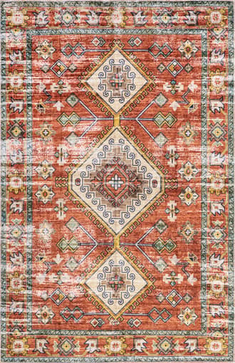 Rust 9' x 12' Liette Washable Vintage Faded Rug swatch