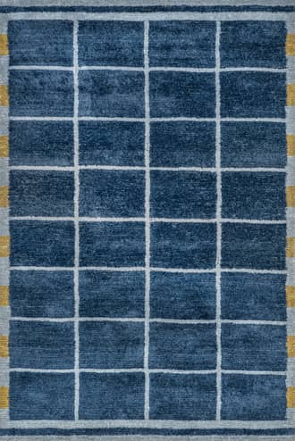 Blue 8' x 10' Fountain Checked Wool Rug swatch