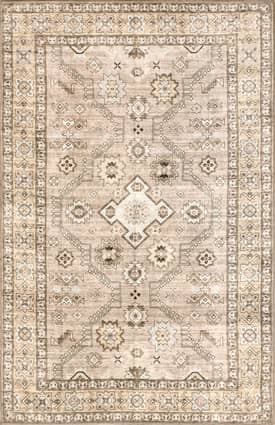 Beige 4' x 6' Lexia Washable Faded Rug swatch