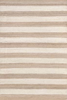 Off White 5' x 8' Jute And Denim Even Stripes Rug swatch