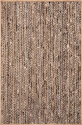 Black 5' x 8' Jute and Cotton Pinstripes Rug swatch