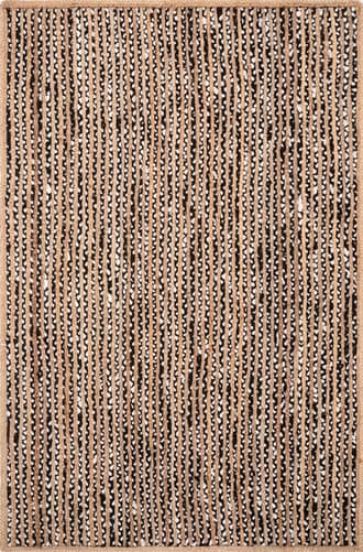 Black 4' Jute and Cotton Pinstripes Rug swatch