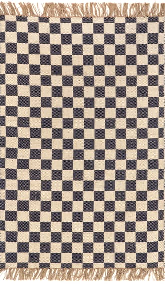 Grey 2' x 8' Mazie Checkered Jute Rug swatch