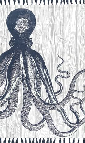 Ivory Octopus Over Board Tassel Rug swatch