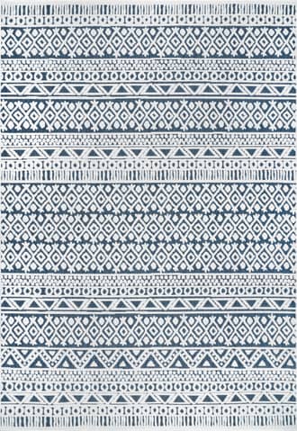 Blue 9' x 12' Avery Banded Textured Indoor/Outdoor Rug swatch