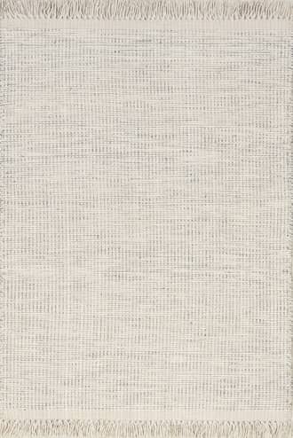 Ivory Abigail Solid Wool Fringed Rug swatch