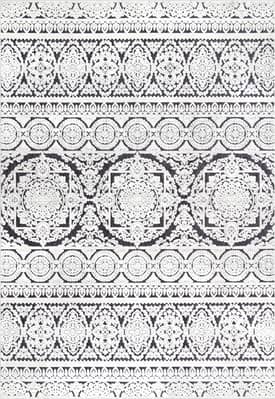 Black and White Floral Tokens Rug swatch