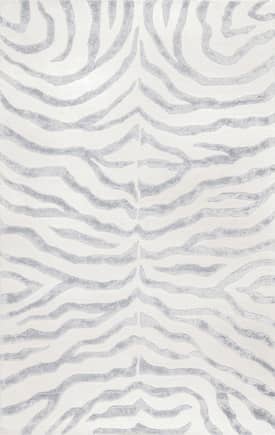 White Contemporary Synthetics Lines Rows Zebra Area Rug Animal Print FT-186 